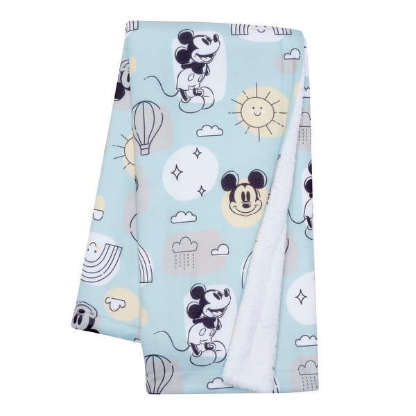 slide 2 of 5, Lambs & Ivy Disney Baby Classic Mickey Mouse Blue/White Soft Fleece Baby Blanket
