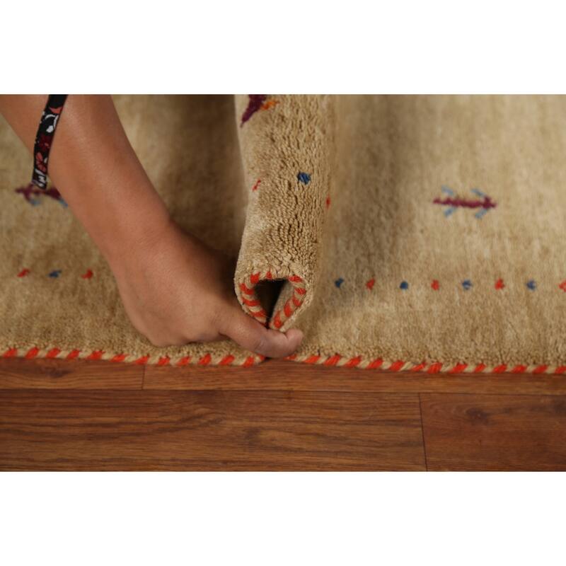 Tribal Gabbeh Indian Accent Rug Handmade Modern Wool Carpet - 2'11"x 5'2"
