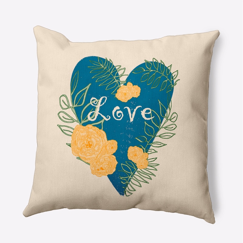 Love And Roses Valentines Day Decorative Throw Pillow - 16" x 16" - Teal