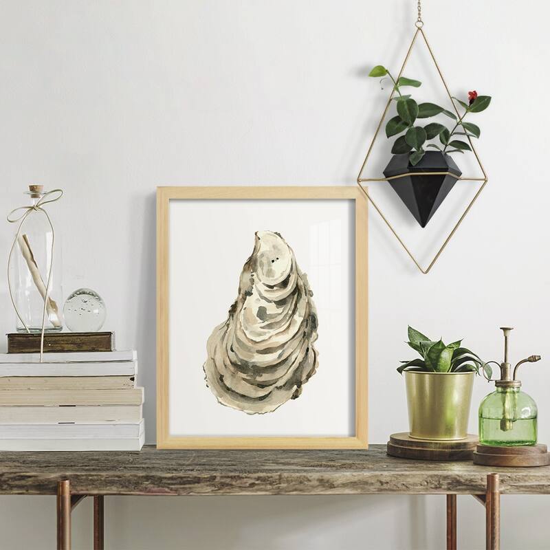 Neutral Oyster Study I -Framed Print w/glass-Cherry Red