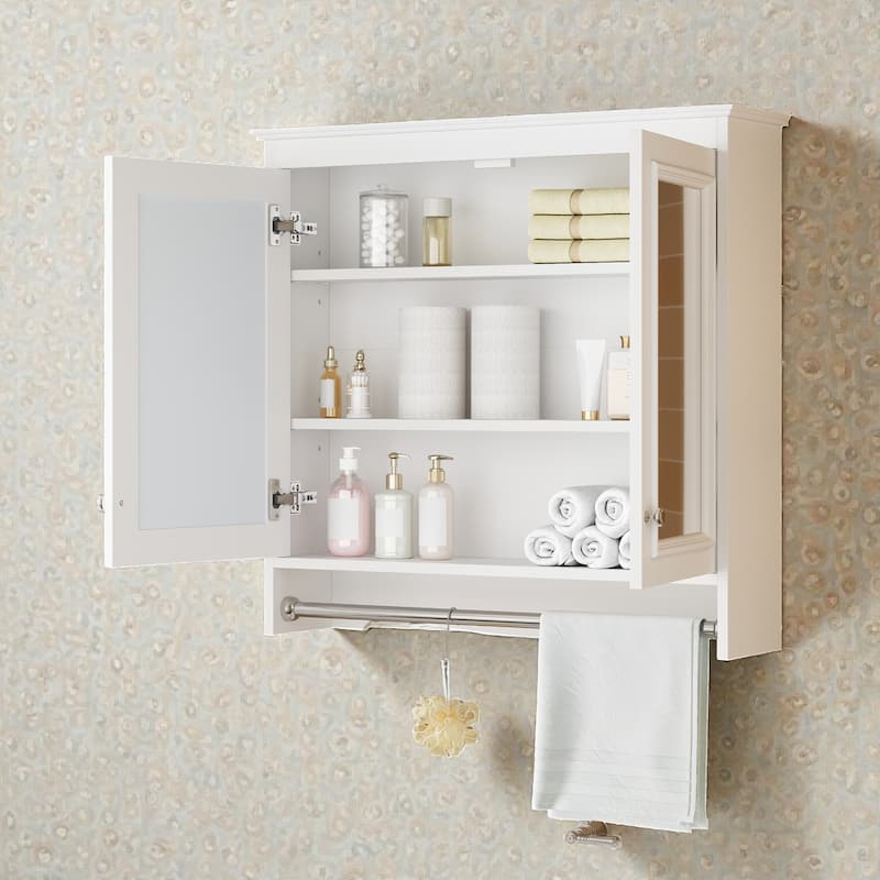 30 Inch Wall Mounted Medicine Cabinet with Mirror, Adjustable Shelves and Soft Close Doors