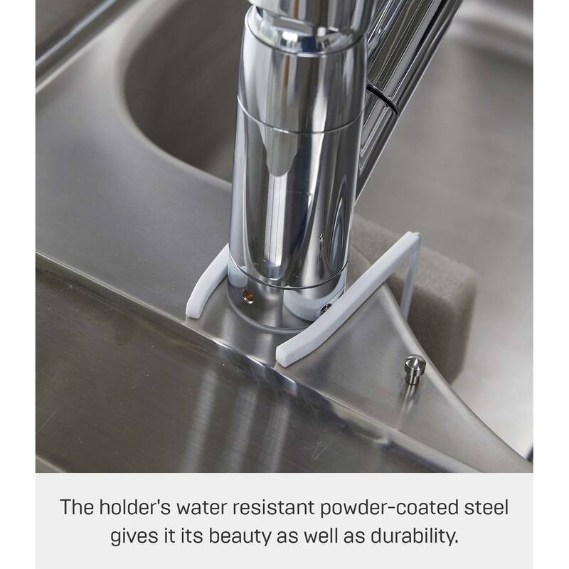 Yamazaki Home Faucet-Hanging Sponge Holder - Two Sizes, Steel, Single - L 5.71 x W 2.36 x H 4.92 inches