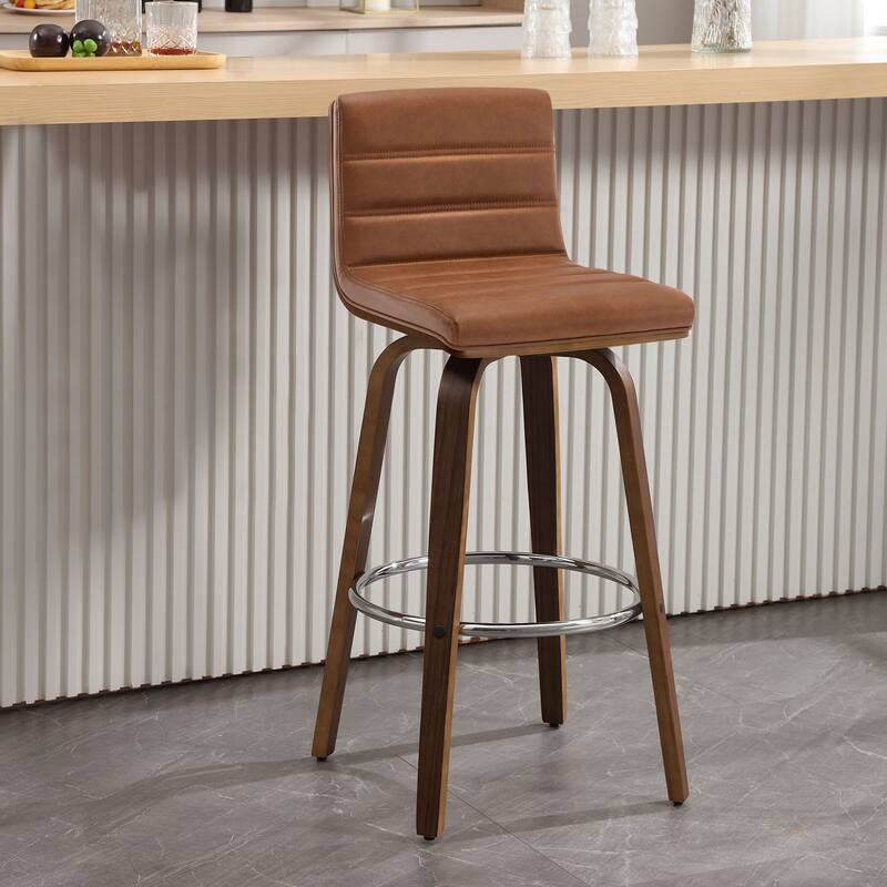 Faux Leather Upholstered Swivel Bar Stools, Counter Stool