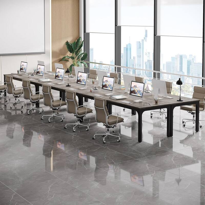 Modern Office 13FT Conference Table Set of 6, Large Rectangle Meeting Table, 78.74-Inch Long Business Seminar Table