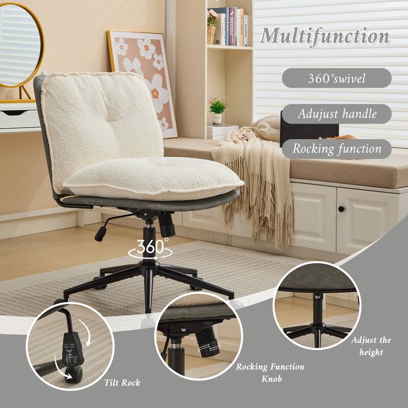 Oversize Seat Cirss Cross Chair with Wheels, Elegant Design Computer Chair, Adjustable Height 360° Rolling Swivel Chair