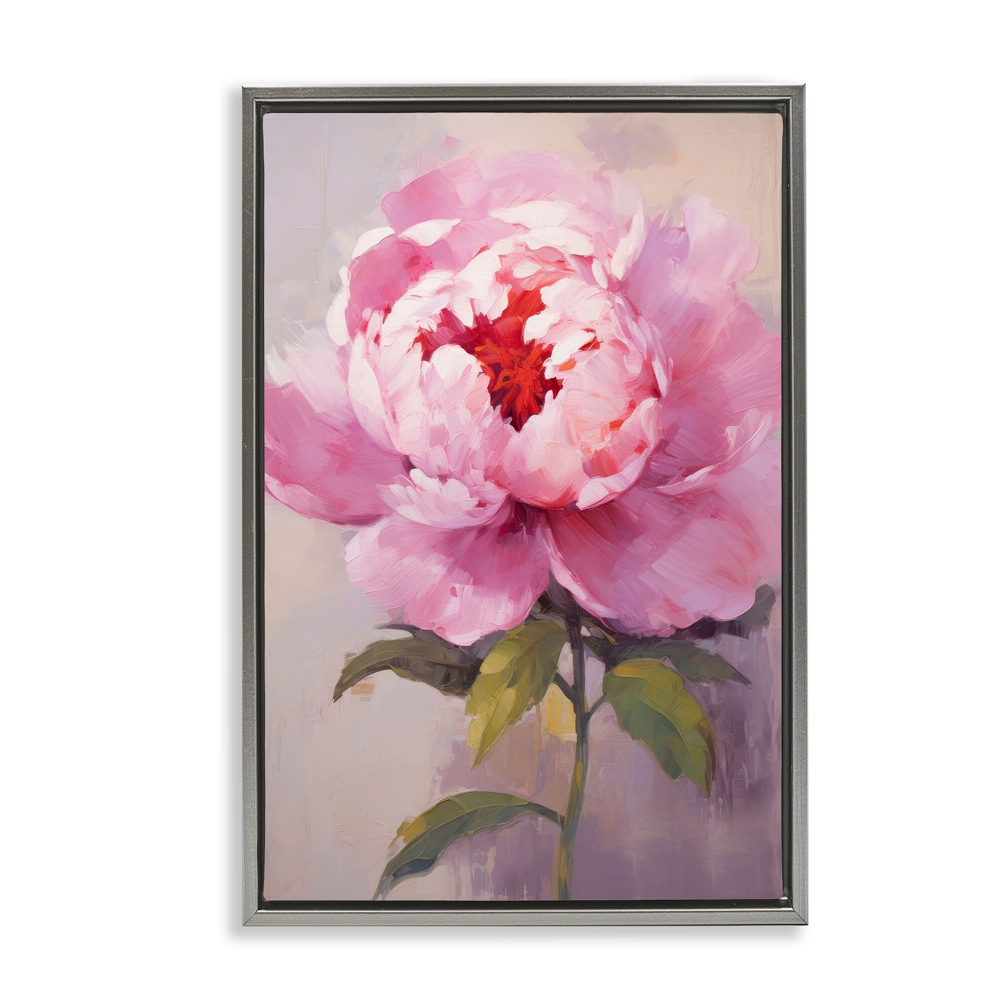 Stupell Blush Pink Peony Framed Floater Canvas Wall Art Design By Petals Prints Design