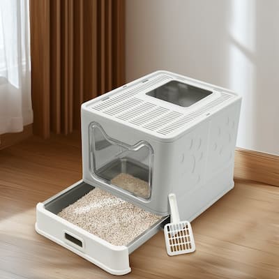 Extra Large Stainless Steel Enclosed Cat Litter Box With Lid Easy Cleaning