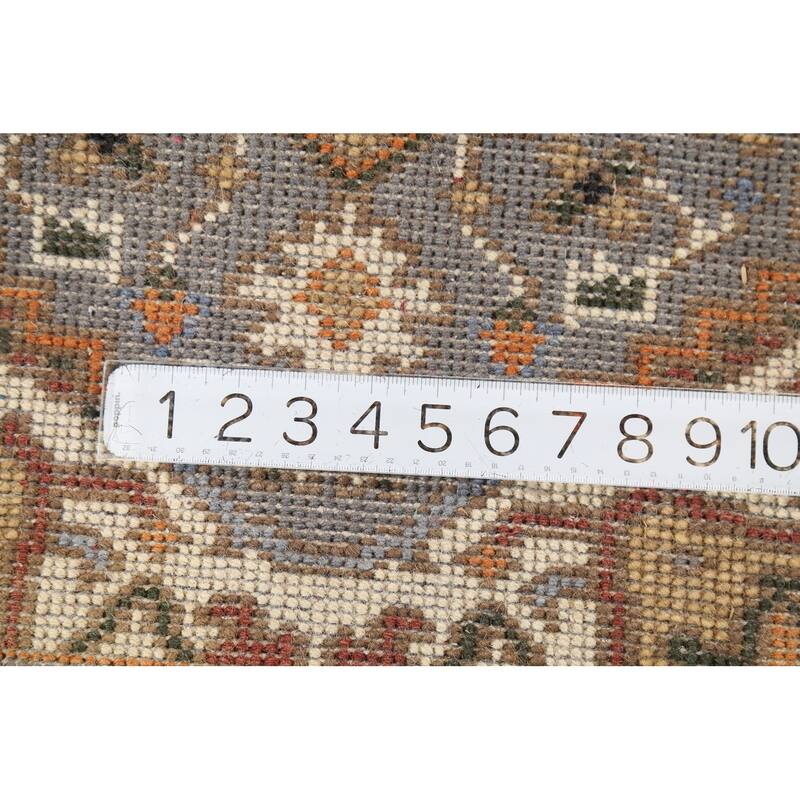 Gray Geometric Heriz-Serapi Indian Accent Rug Handmade Wool Carpet - 2'0"x 3'0"