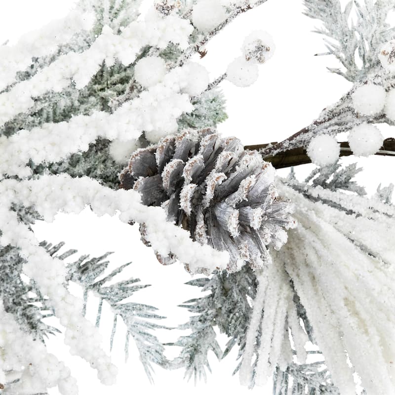 Flocked Pinecones and Berries Artificial Pine Christmas Garland - 6' x 8" - Unlit