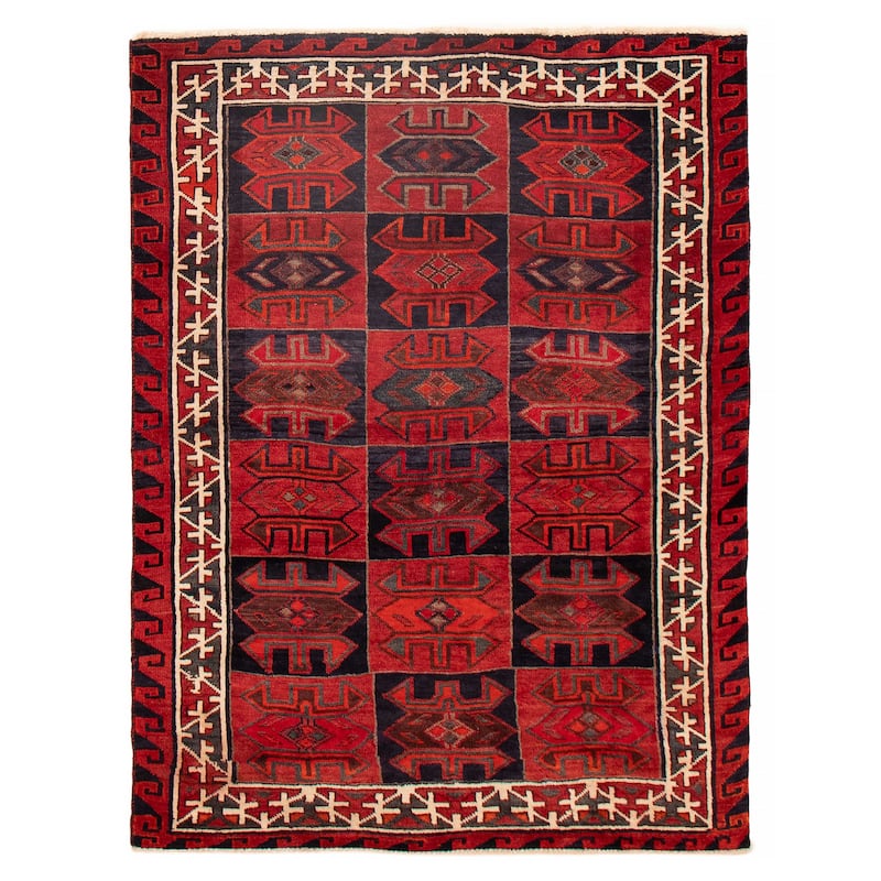 ECARPETGALLERY Hand-knotted Melis Vintage Red Wool Rug - 6'4 x 7'3 - Red - 6'4 x 7'3