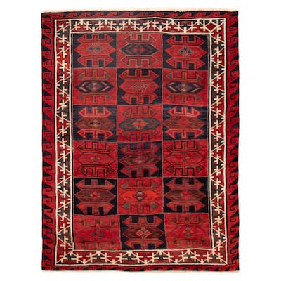 ECARPETGALLERY Hand-knotted Melis Vintage Red Wool Rug - 6'4 x 7'3