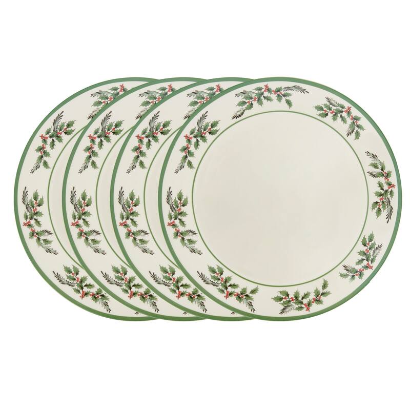 Spode Christmas Tree Set of 4 Holly Plates - 10 in - 10 in