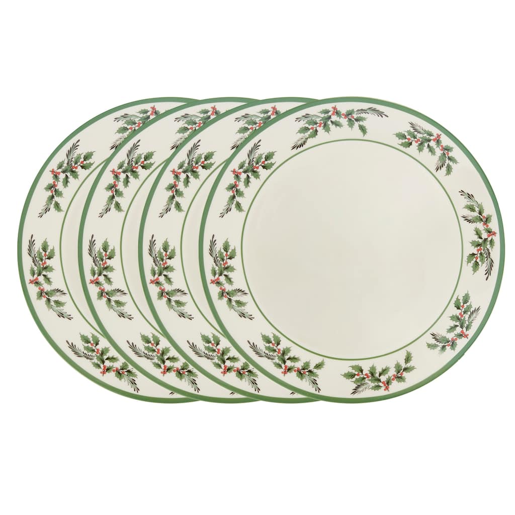 Spode Christmas Tree Set of 4 Holly Plates - 10 in
