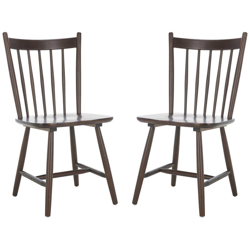 SAFAVIEH HOME Andreas Spindle Dining Chair (Set of 2) - 17"W x 20"D x 36"H - Dark Walnut