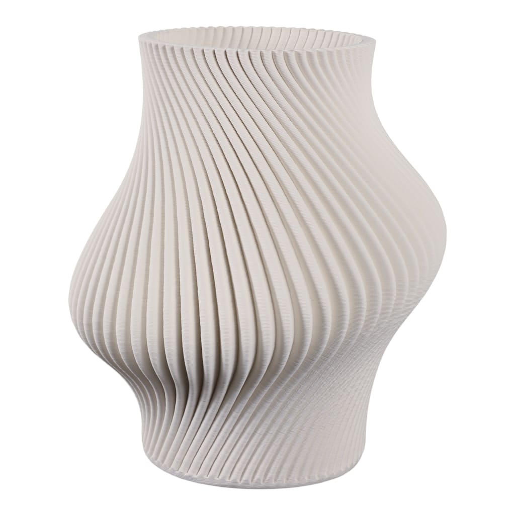 Porcelain Vase with Ribbed Contemporary Design and Curved Silhouette