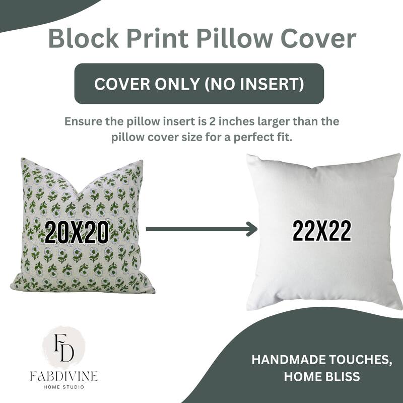 Fabdivine Handmade Boho Pure Linen Block Print Throw Home Décor Pillow Cover