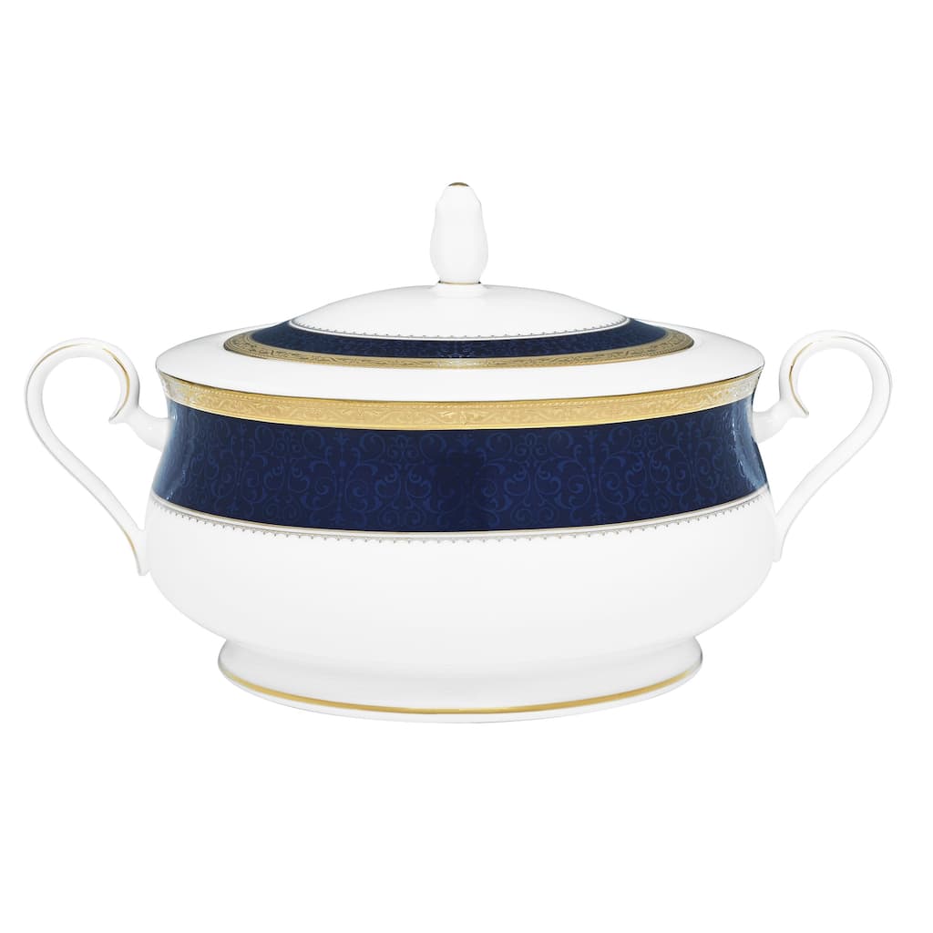 Odessa Cobalt Gold Covered Vegetable Bowl, 11.25", 64 oz.