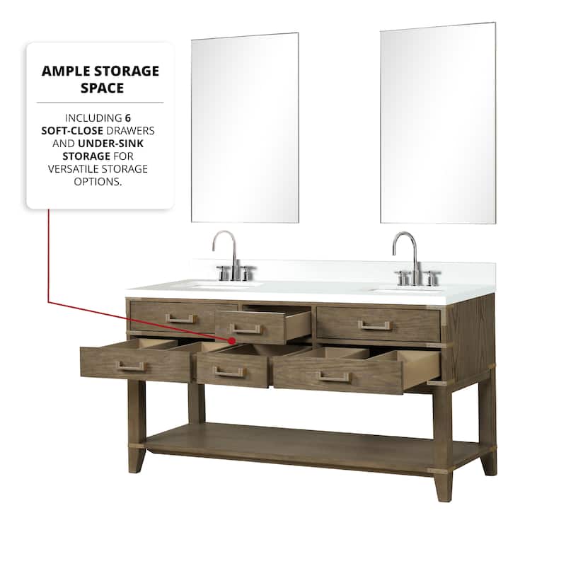 Norwalk 60 in W x 22 in D Black Oak Double Bath Vanity and Cultured Marble Top