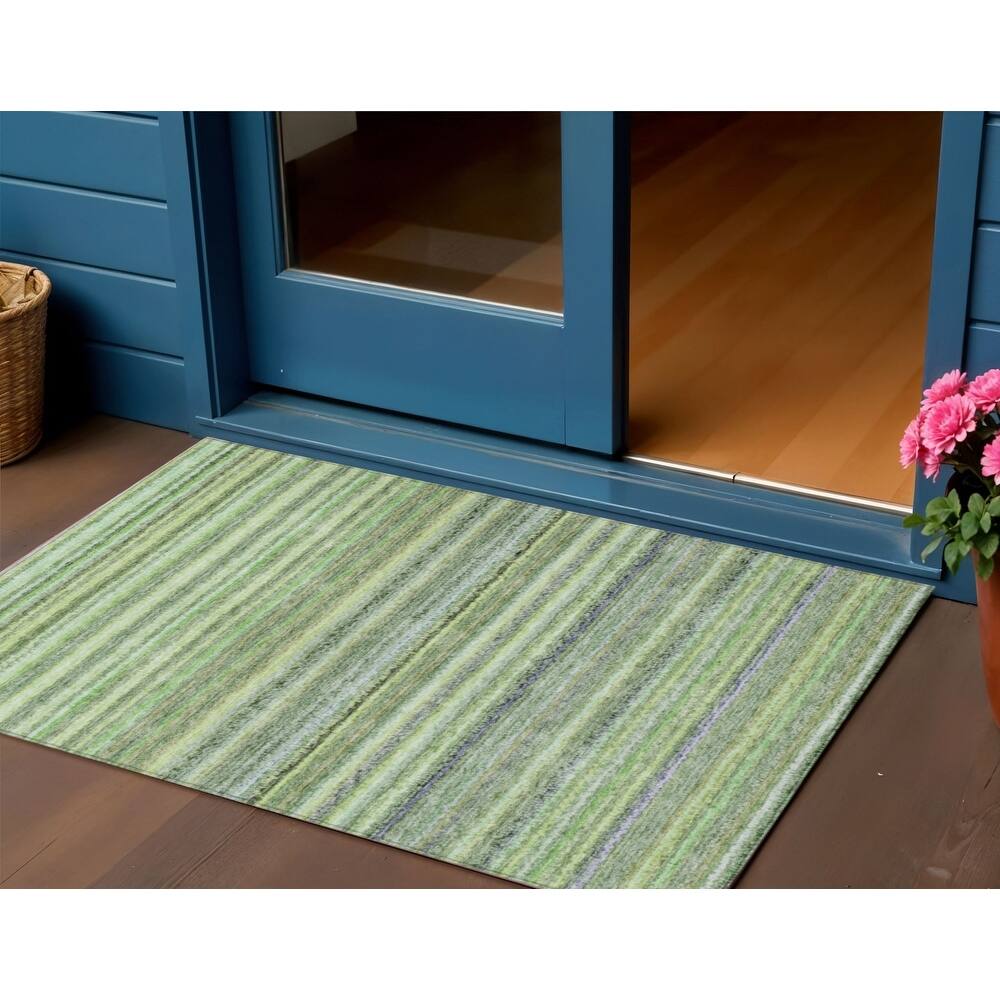 HomeRoots Striped Transitional Rectangle Outdoor Rug