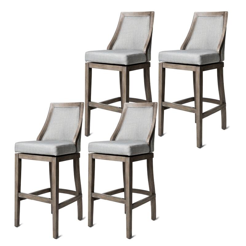 Maven Lane Vienna Swivel Kitchen Stool - Set of 4 - Reclaimed Oak - Bar Height