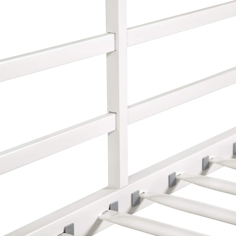 Furniture of America Jackson Modern Metal Twin over Full Low Profile Bunk Bed with Reversible Ladder