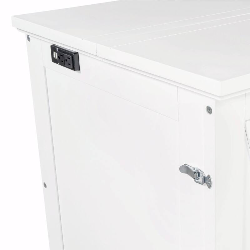 Solid Pine Murphy Bed Chest - Cube Cabinet Bed with Charging Station and Large Storage Drawer