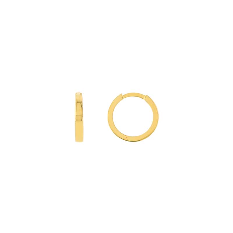 Curata 14k Yellow Gold 12.35x2mm Square Tube Hinged Hoop Earrings