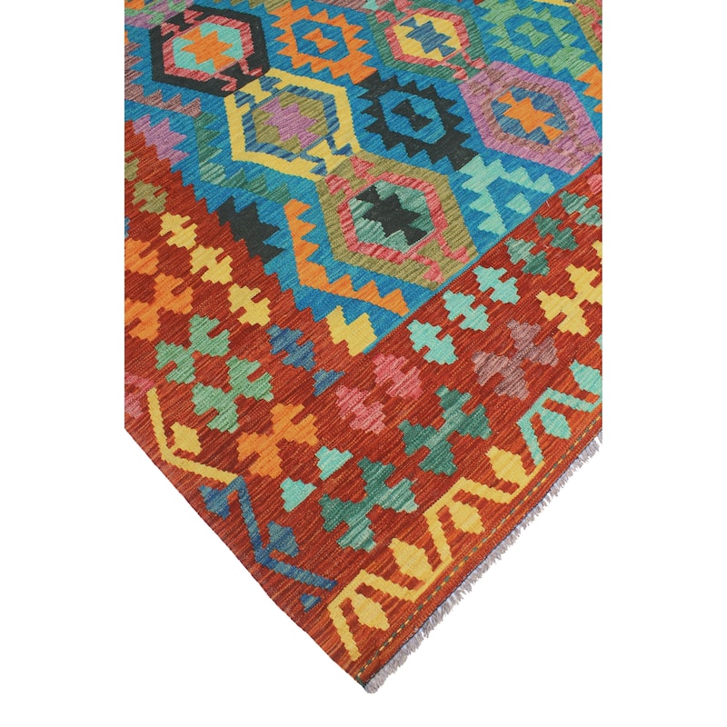 Flatweave Vallen Turquoise/Red Rug - 8'5" x 9'8"