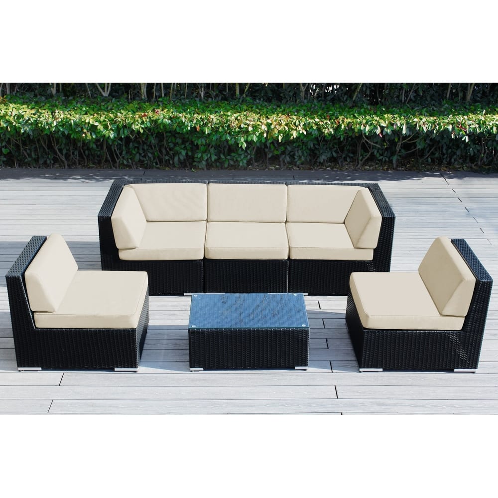 Ohana Outdoor 6-pc. Cushioned Black Wicker Conversation Set - No Assembly