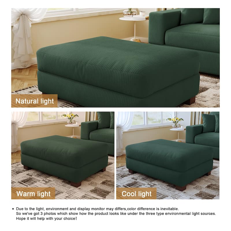 Modern Oversized striped Corduroy Ottoman