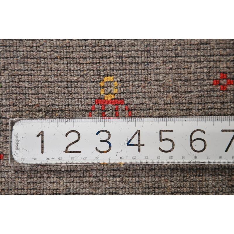 Grey Gabbeh Area Rug Hand-Knotted Wool Carpet - 7'9" x 9'11"