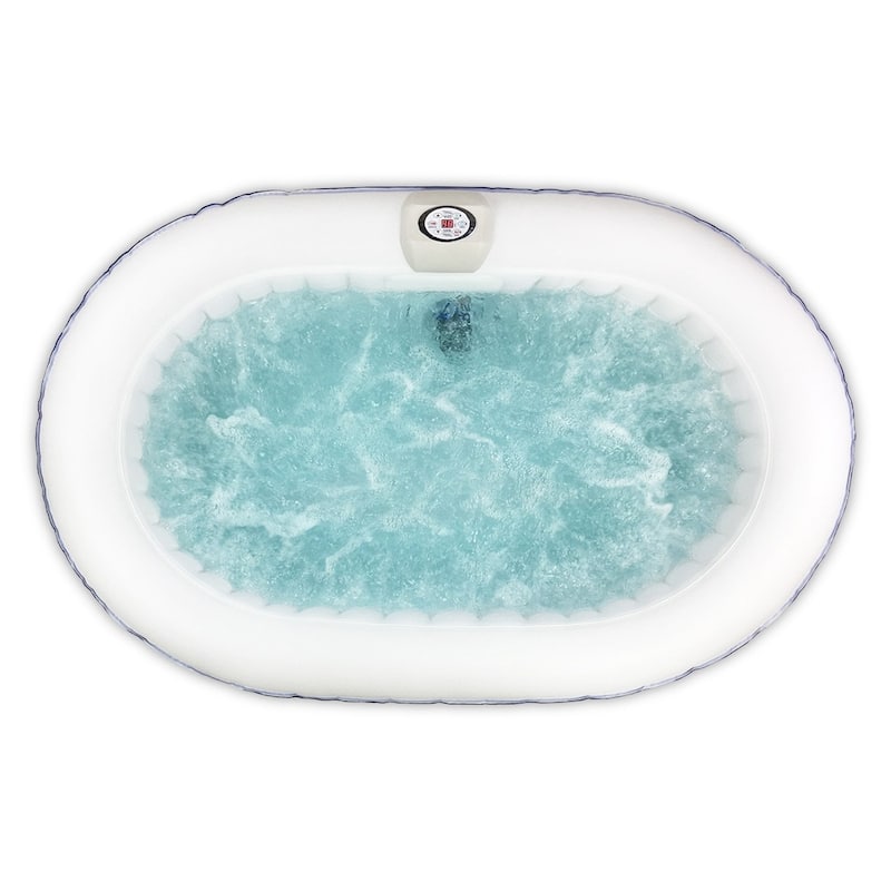 ALEKO Inflatable Hot Tub With Drink Tray and Cover 2 prs Black White