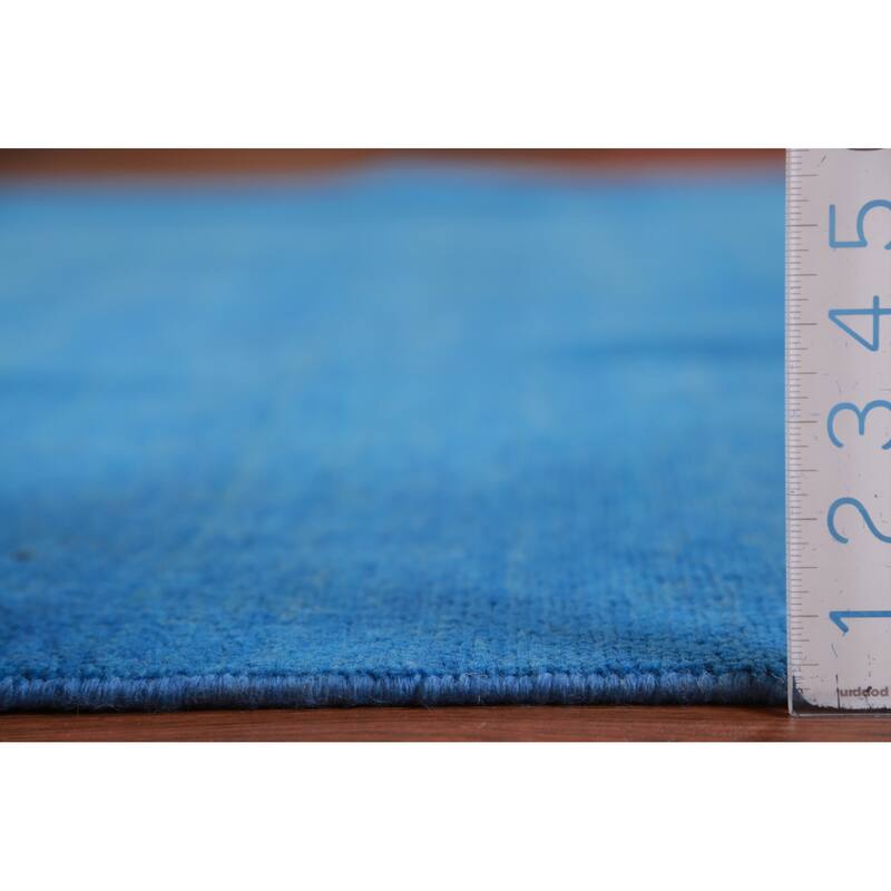 Hand Knotted Oriental 100% Wool Carpet Modern Solid Navy Blue & Blues Gabbeh Area Rug - 11' 8'' X 9' 1''