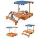 preview thumbnail 2 of 7, 3-in-1 Wooden Sandbox with Canopy Table Bench and Storage Bins Outdoor Playset for Kids - 81" x 49" x 51"