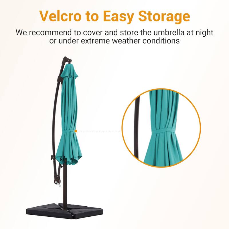 10 ft Steel Crank-lift Cantilever Umbrella With Weighted Base