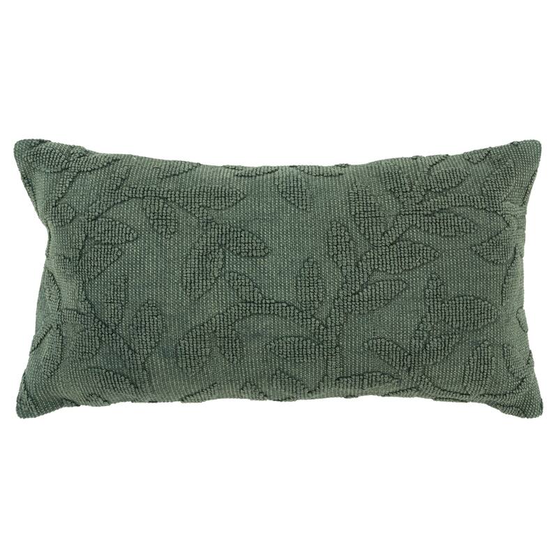 Rizzy Home Textured Botanical Pattern Throw Pillow - Green - Polyester