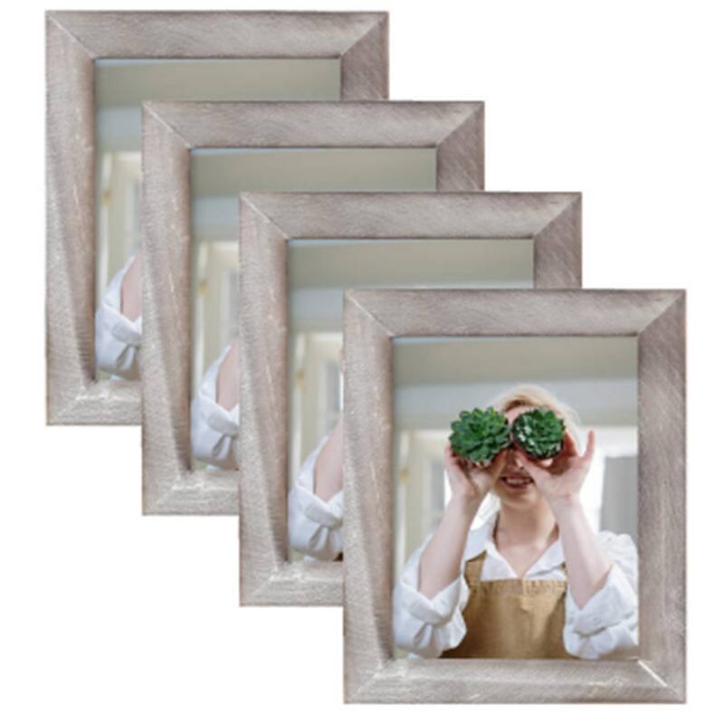 Adeco Decorative Distressed Wood Picture Frame Set - 7"x2"x9" - Set of 4 - Grey