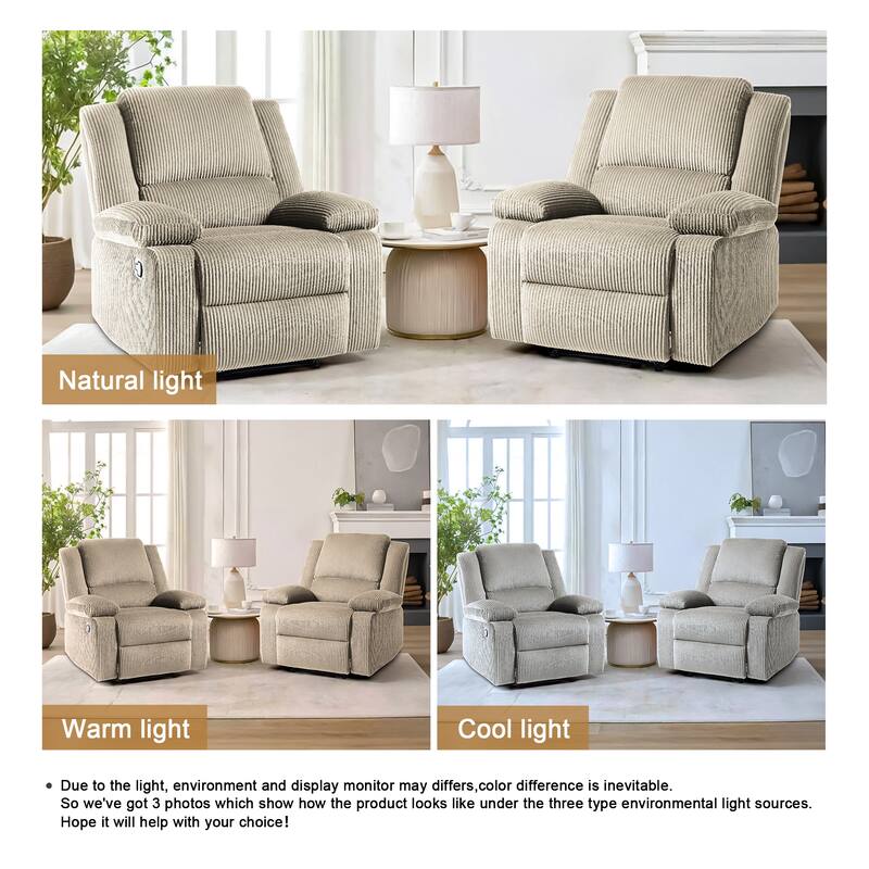 Corduroy Adjustable Recliner Chair Sofa for Living Room