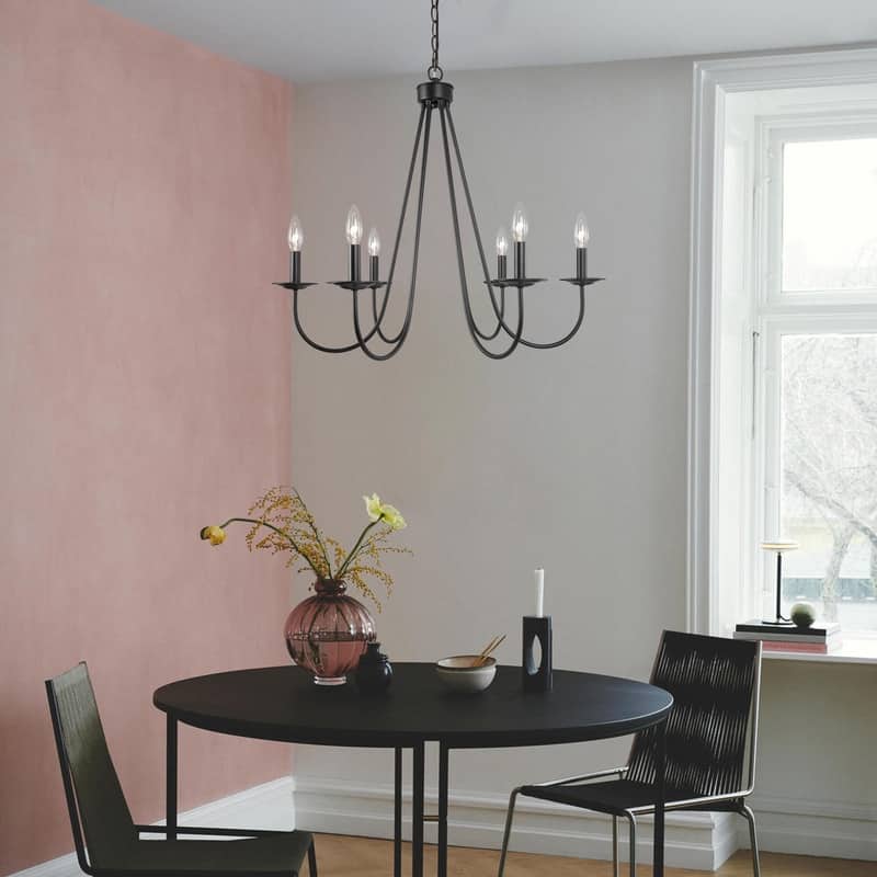 Zarbel Modern Farmhouse Black 6-light Large Candle Chandelier for Dining/ Living Room