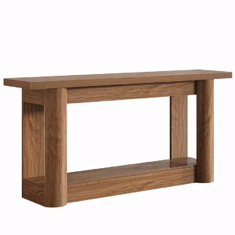 63" Farmhouse Console Table with Lower Shelf