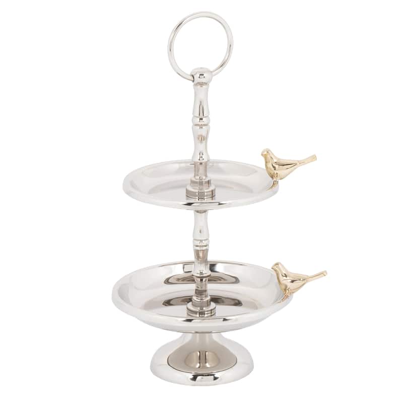 Elegance Love Birds 2-tier Tray - 1 Piece - Silver