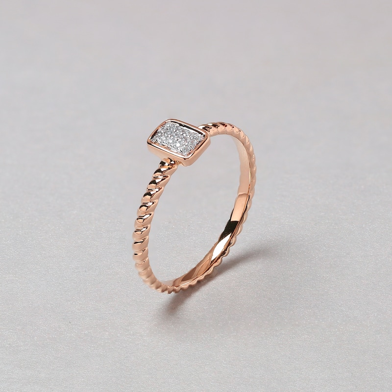 1/20ct TDW Diamond Cluster Ring in Gold Plated Silver for Women - 7 - Rose