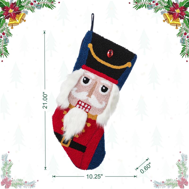 Glitzhome Set of 2 Christmas Resin Nutcracker Stocking Holders with Stockings