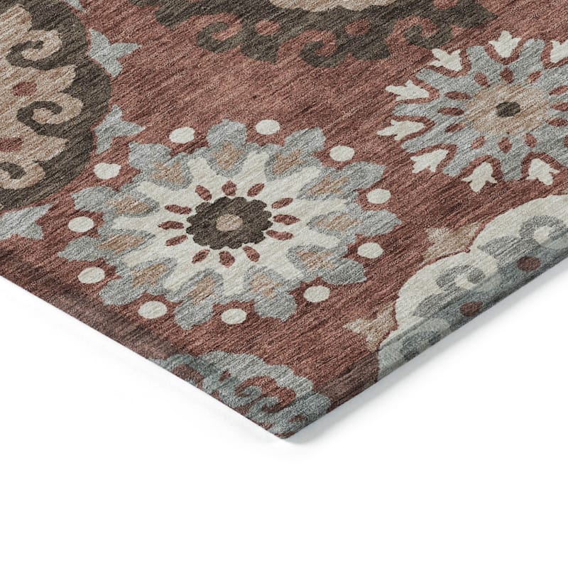 HomeRoots Floral Medallion Transitional Rectangle Outdoor Rug