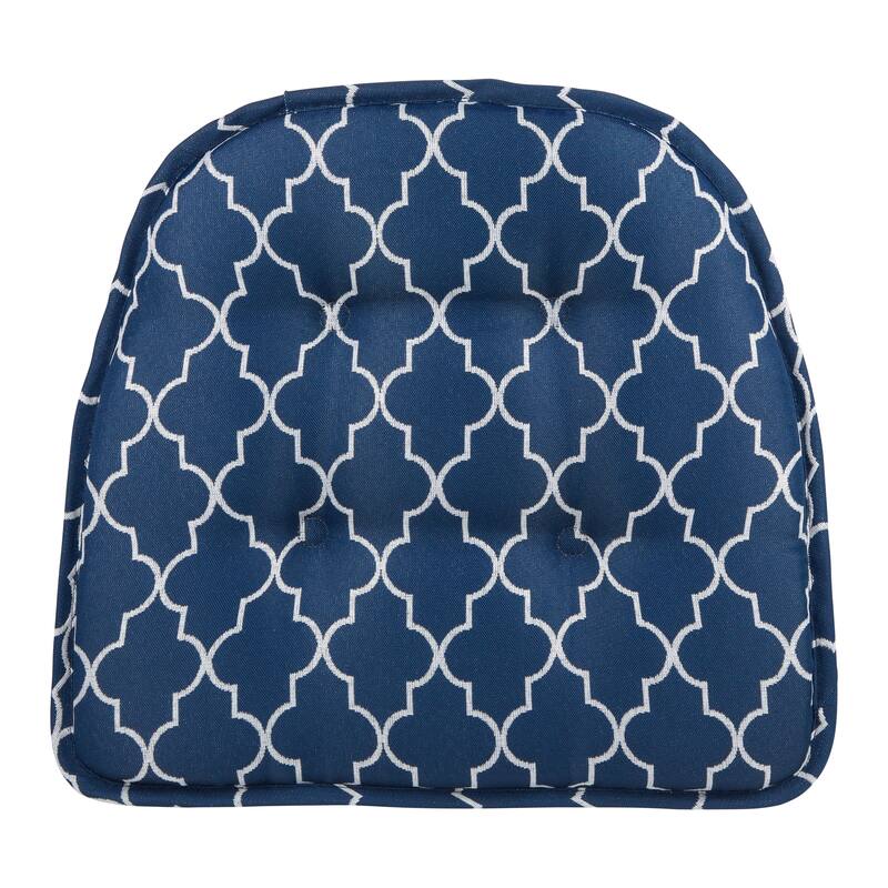 Klear Vu Trellis Tufted Non-Slip Geometric Dining Chair Cushion Set