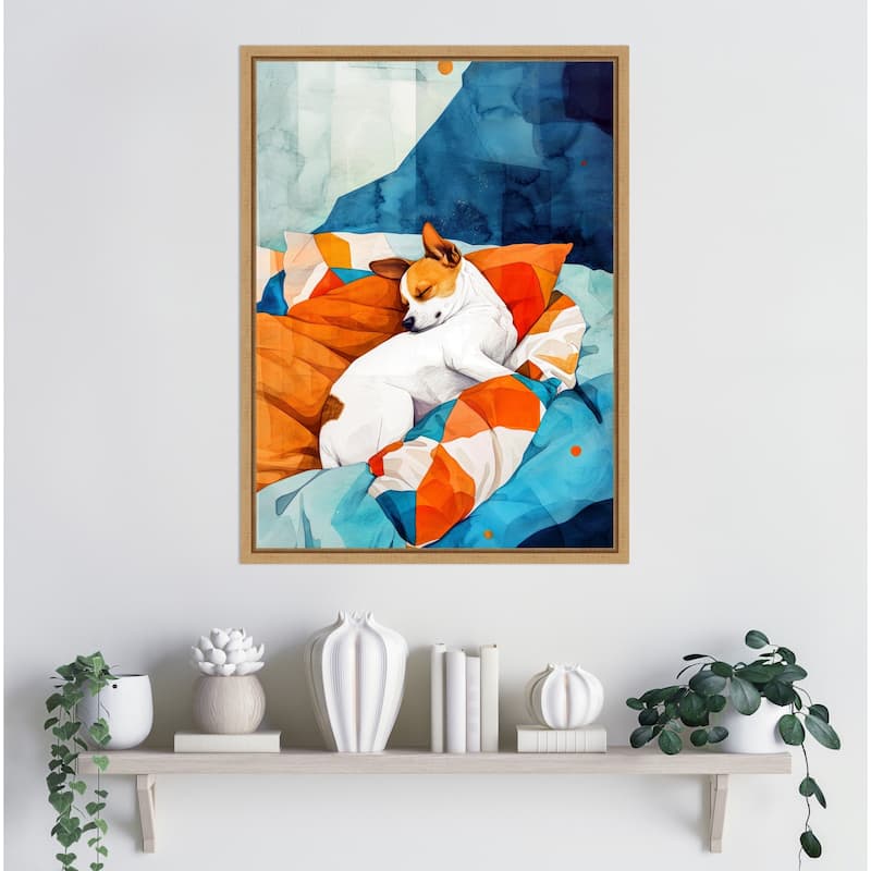 Dogs Life Nap by Justyna Jaszke Framed Canvas Wall Art