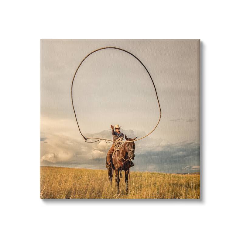 Stupell Cowboy Throwing Lasso Canvas Wall Art Design by PBurchettePhoto - 30 x 30