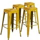 preview thumbnail 20 of 18, Distressed Metal Indoor-Outdoor 30-inch Backless Barstool (Set of 4) Yellow