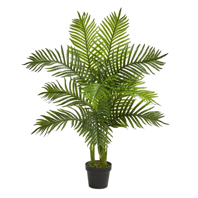 Artificial Palm Tree 3.5Ft - Tropical Indoor Decor, Realistic Green Leaves, Home Office Accent, 35 Inch Tall Tree