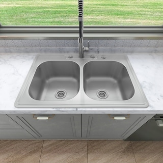 Sinber Drop in Double Bowl 304 Stainless Steel Kitchen Sink